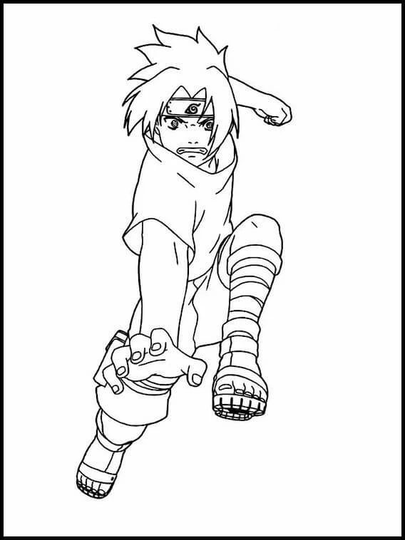 Sasuke boyama sayfası – sanatsal çalışma, çocuklar için