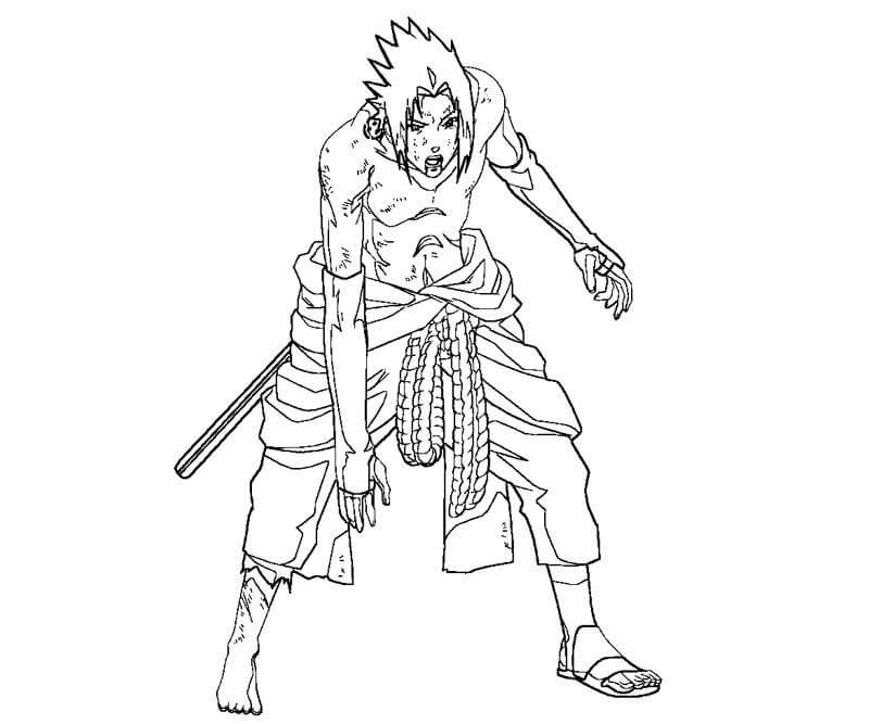 Sasuke boyama sayfası – basit çizim, kolay boyama