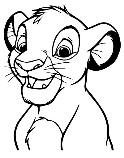 Simba boyama sayfası – okul öncesi, evde etkinlik