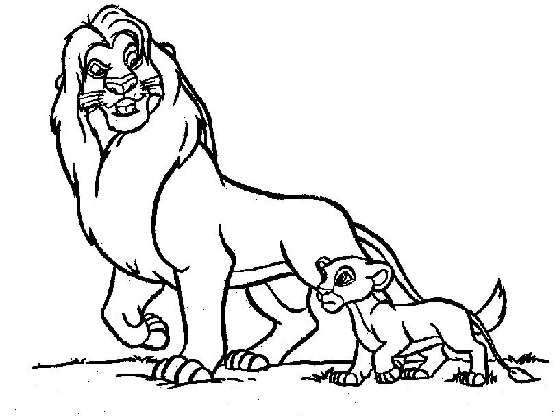 Simba boyama sayfası – sevimli karakter, sanatsal çalışma