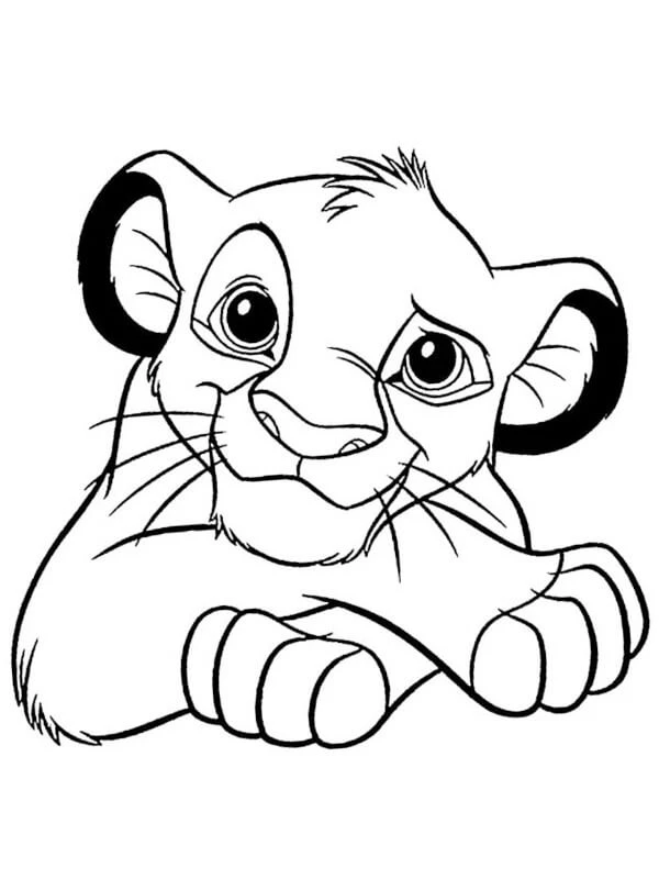 Simba boyama sayfası – kolay boyama, eğitici aktivite
