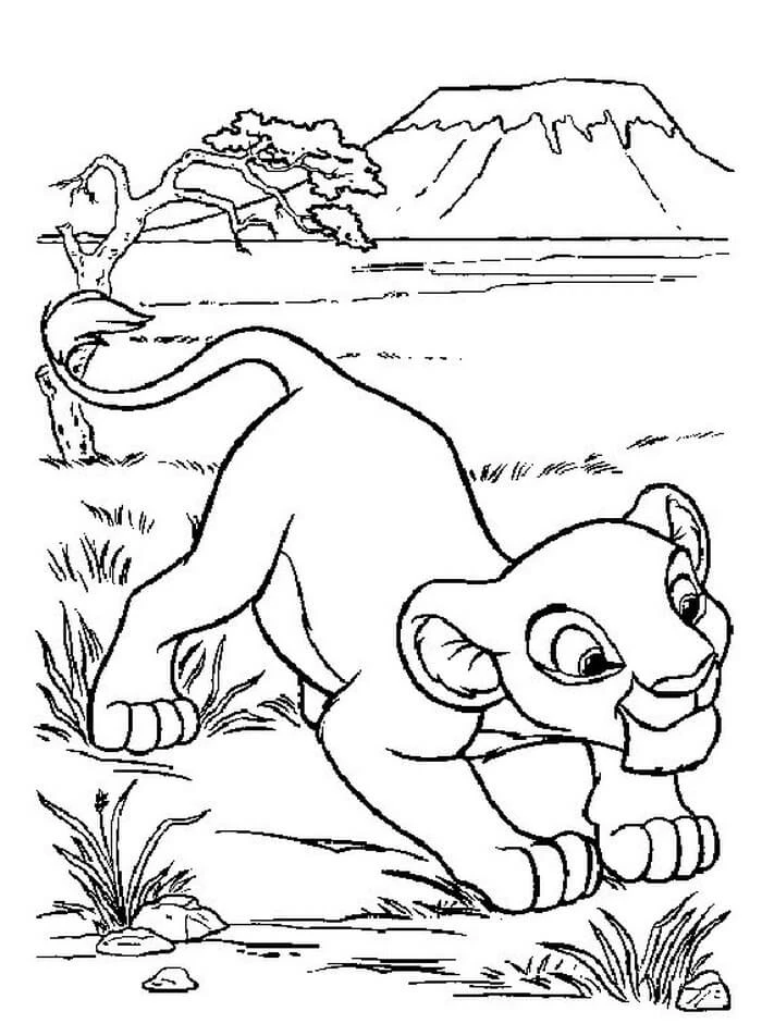Simba boyama sayfası – eğlenceli etkinlik, el becerilerini geliştirir