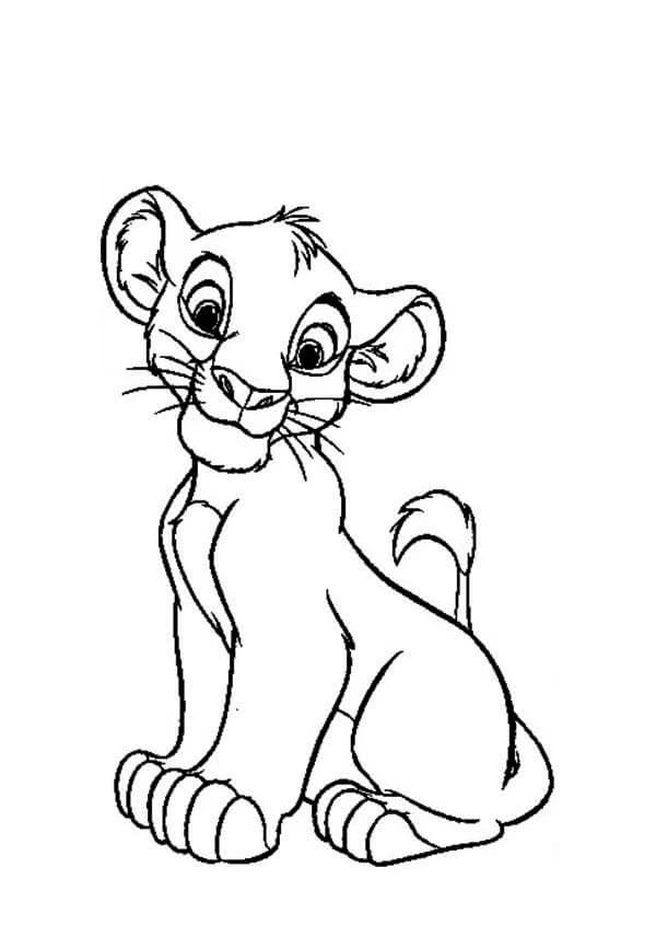 Simba boyama sayfası – çizgi film temalı, basit çizim