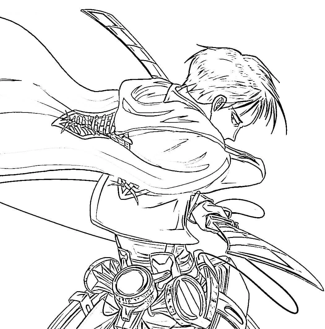 Levi Ackerman boyama sayfası – evde etkinlik, ücretsiz yazdır