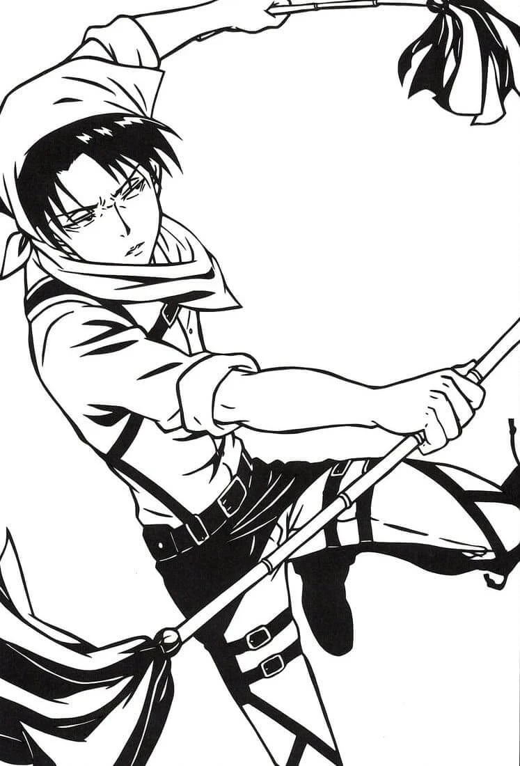 Levi Ackerman boyama sayfası – renkli çizimler, okul öncesi
