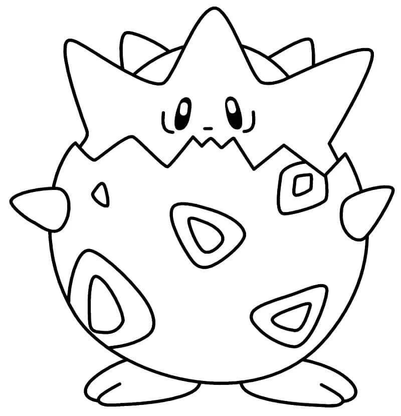 Togepi boyama sayfası – kolay boyama, eğitici aktivite