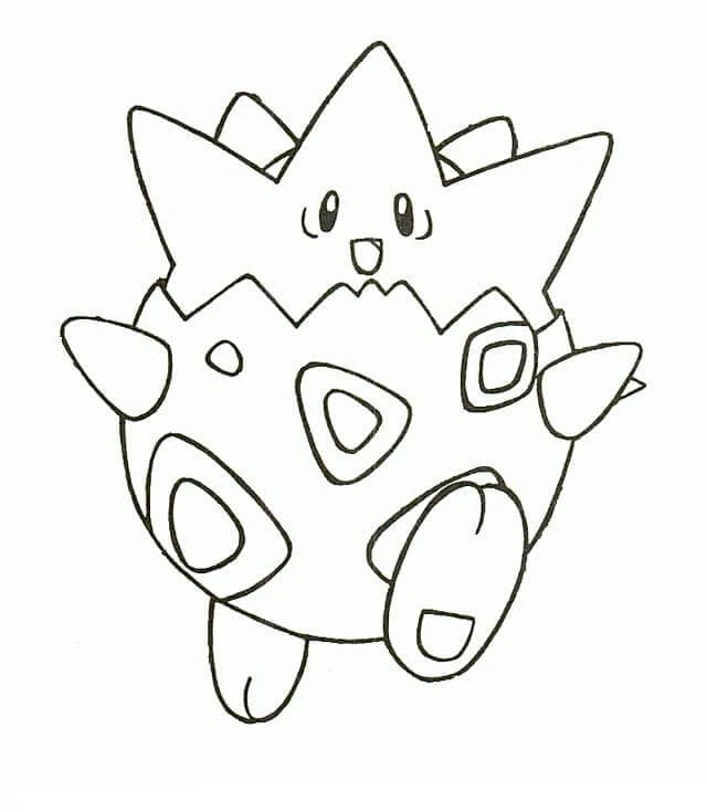 Togepi boyama sayfası – eğlenceli etkinlik, el becerilerini geliştirir