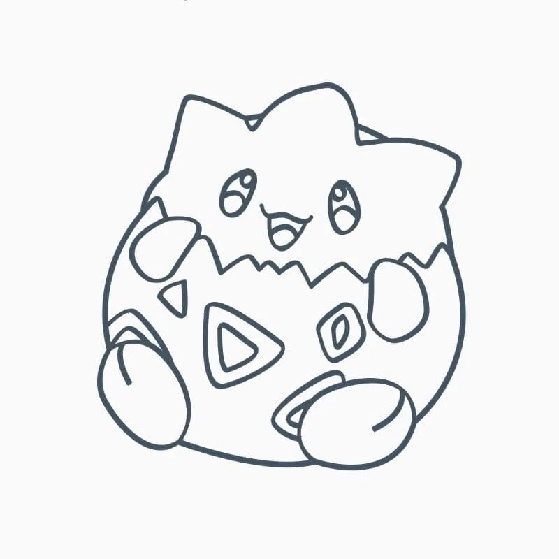Togepi boyama sayfası – sevimli karakter, sanatsal çalışma