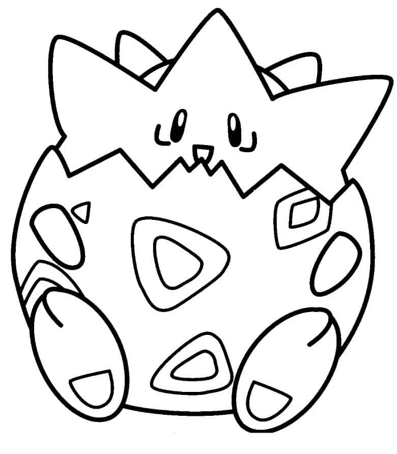 Togepi boyama sayfası – çizgi film temalı, basit çizim