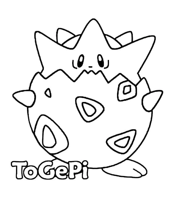 Togepi boyama sayfası – sanatsal çalışma, çocuklar için