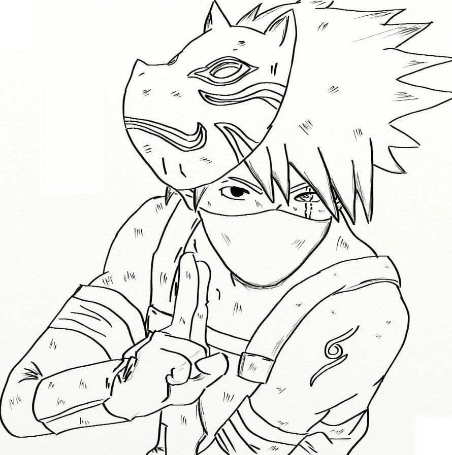 Kakashi Hatake boyama sayfası – boyama çalışması, yaratıcılığı geliştirir