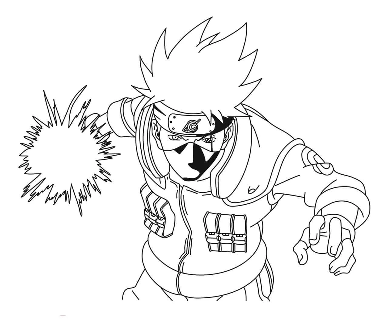 Kakashi Hatake boyama sayfası – renkli çizimler, okul öncesi