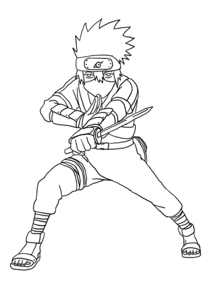 Kakashi Hatake boyama sayfası – eğlenceli etkinlik, el becerilerini geliştirir