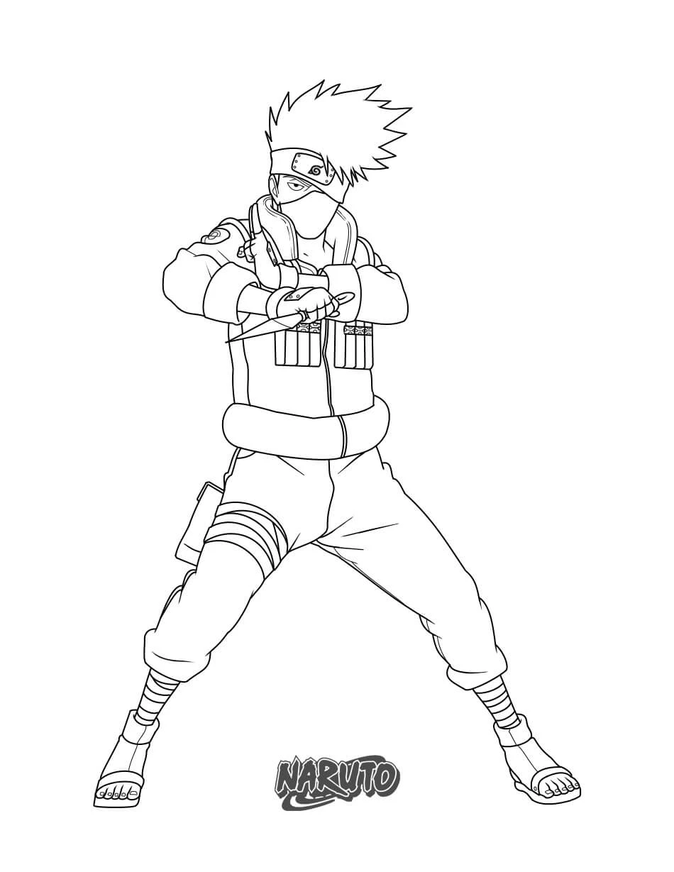 Kakashi Hatake boyama sayfası – çizgi film temalı, basit çizim