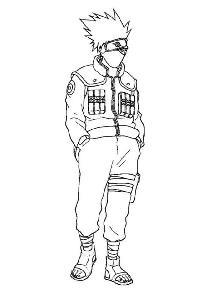 Kakashi Hatake boyama sayfası – çocuk aktivitesi, PDF indir