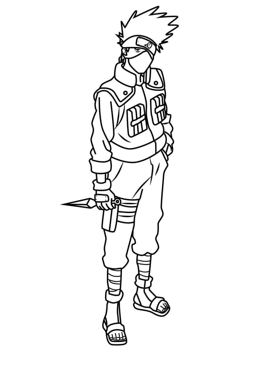 Kakashi Hatake boyama sayfası – boyama çalışması, yaratıcılığı geliştirir