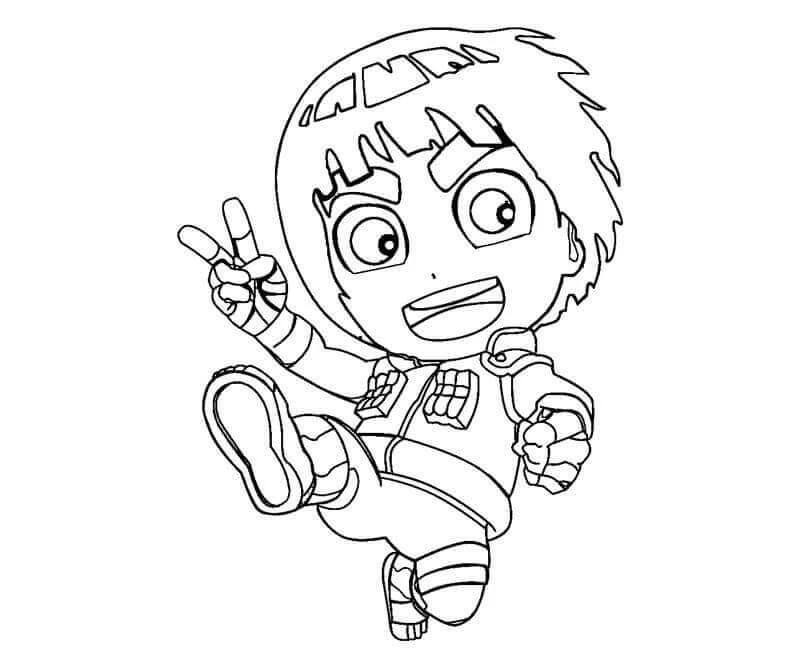 Rock Lee boyama sayfası – sevimli karakter, sanatsal çalışma