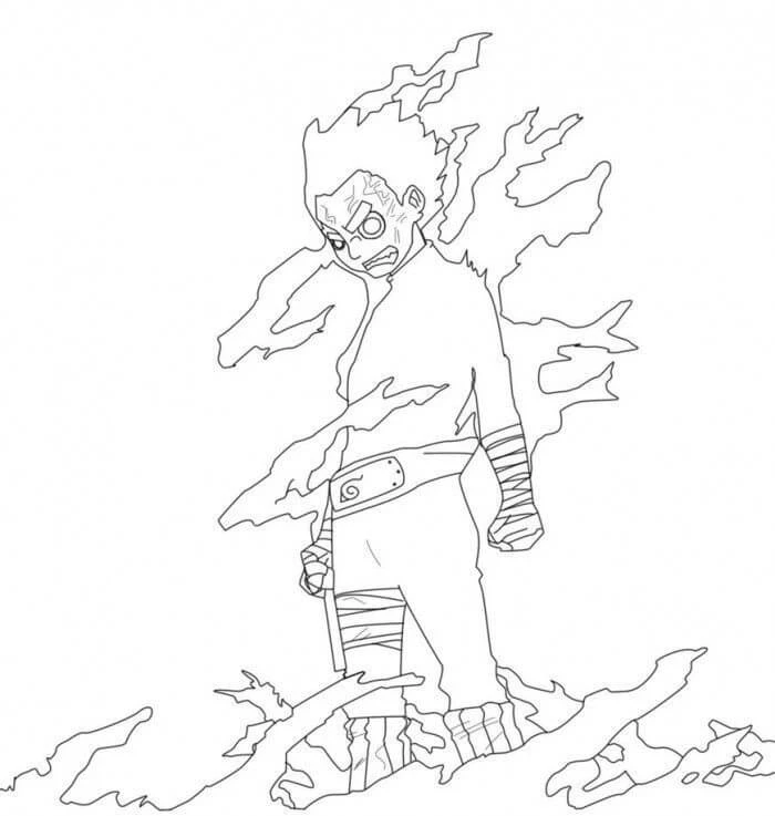 Rock Lee boyama sayfası – renkli çizimler, okul öncesi