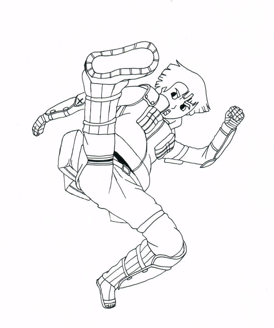 Rock Lee boyama sayfası – kolay boyama, eğitici aktivite