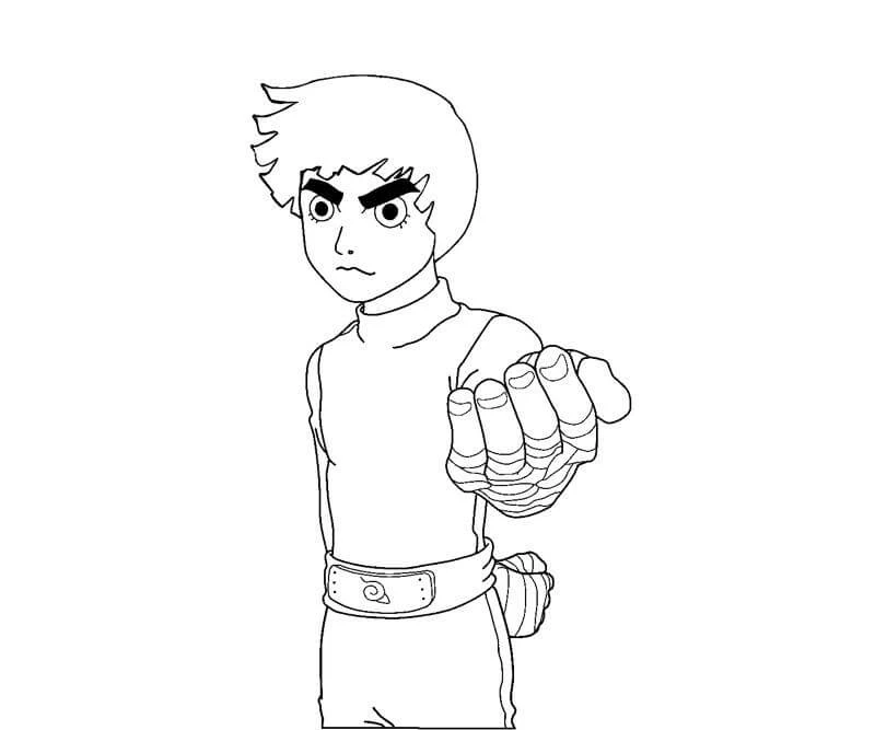 Rock Lee boyama sayfası – sevimli karakter, sanatsal çalışma