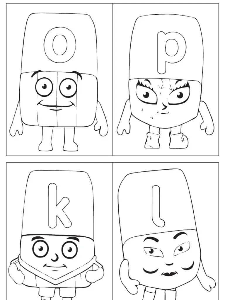 Alphablocks boyama sayfası – keyifli zaman, renkli çizimler