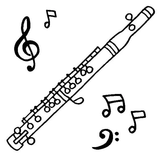 Flüt boyama sayfası – basit çizim, kolay boyama