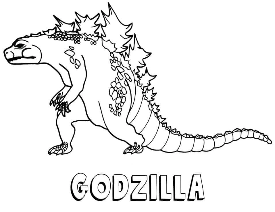Godzilla boyama sayfası – çocuk aktivitesi, PDF indir