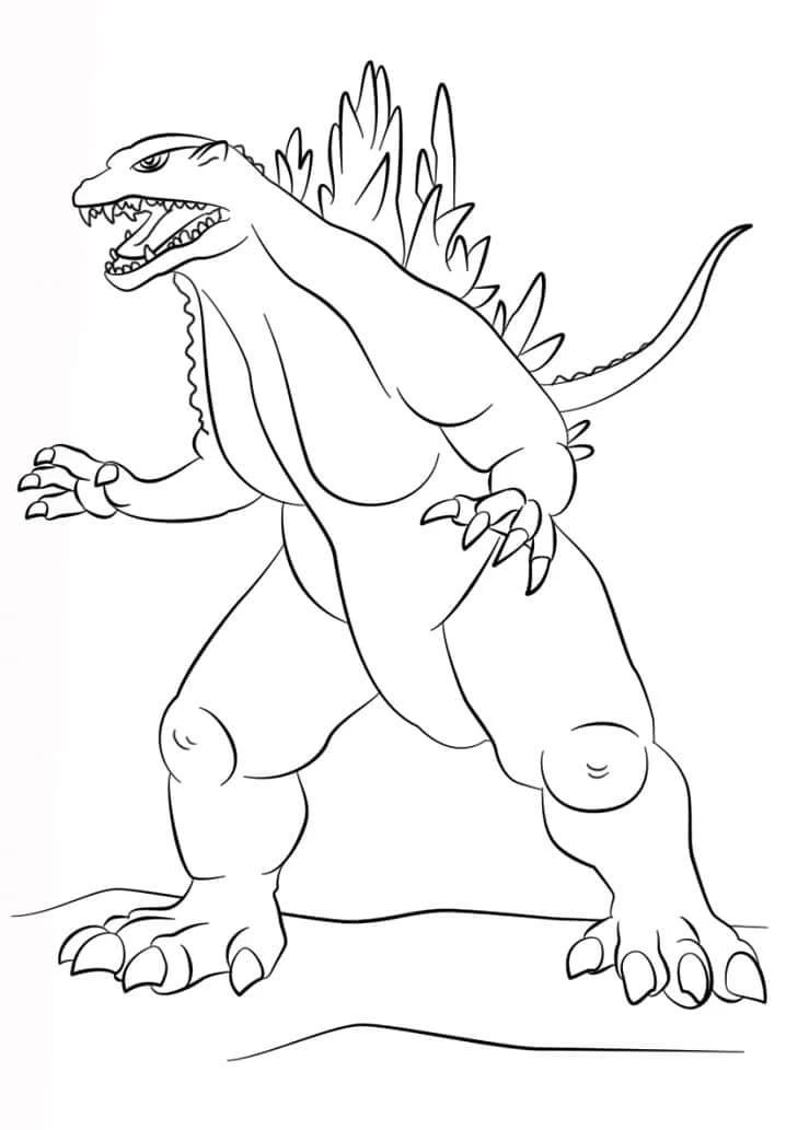 Godzilla boyama sayfası – boyama çalışması, yaratıcılığı geliştirir