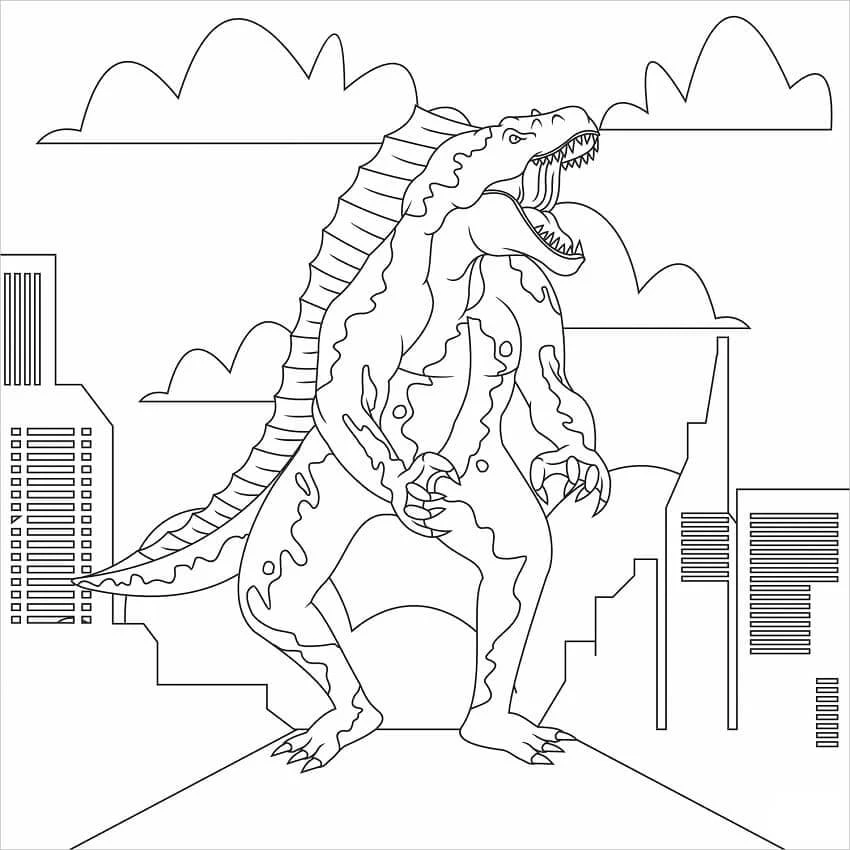 Godzilla boyama sayfası – boyama çalışması, yaratıcılığı geliştirir