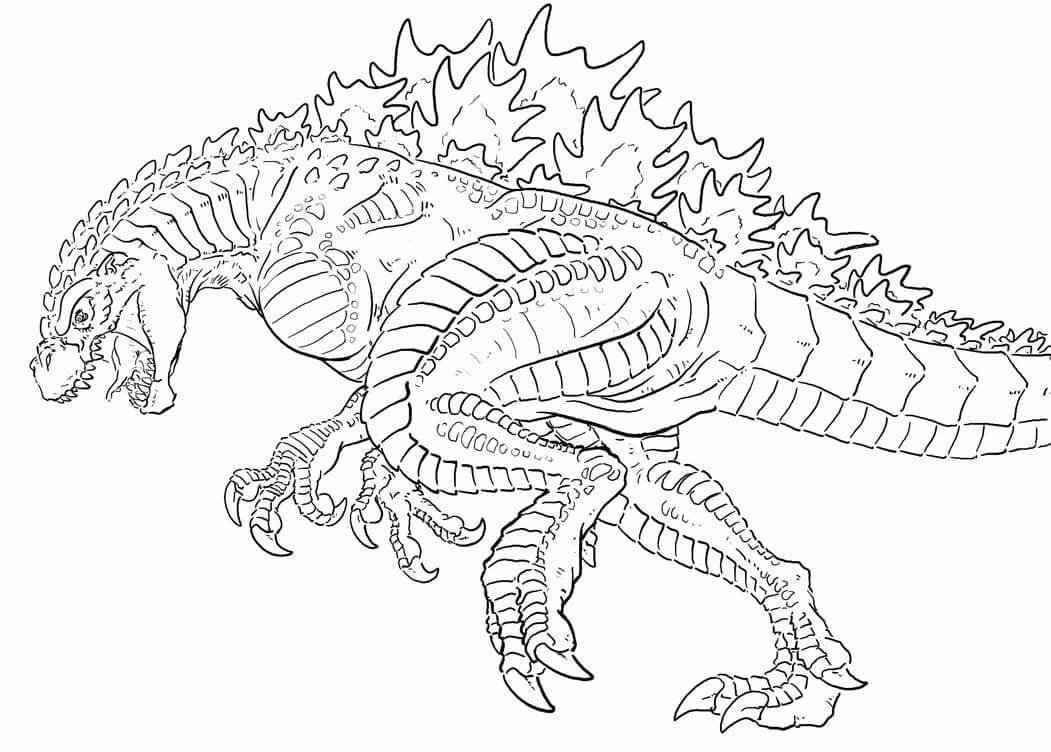 Godzilla boyama sayfası – eğlenceli etkinlik, el becerilerini geliştirir