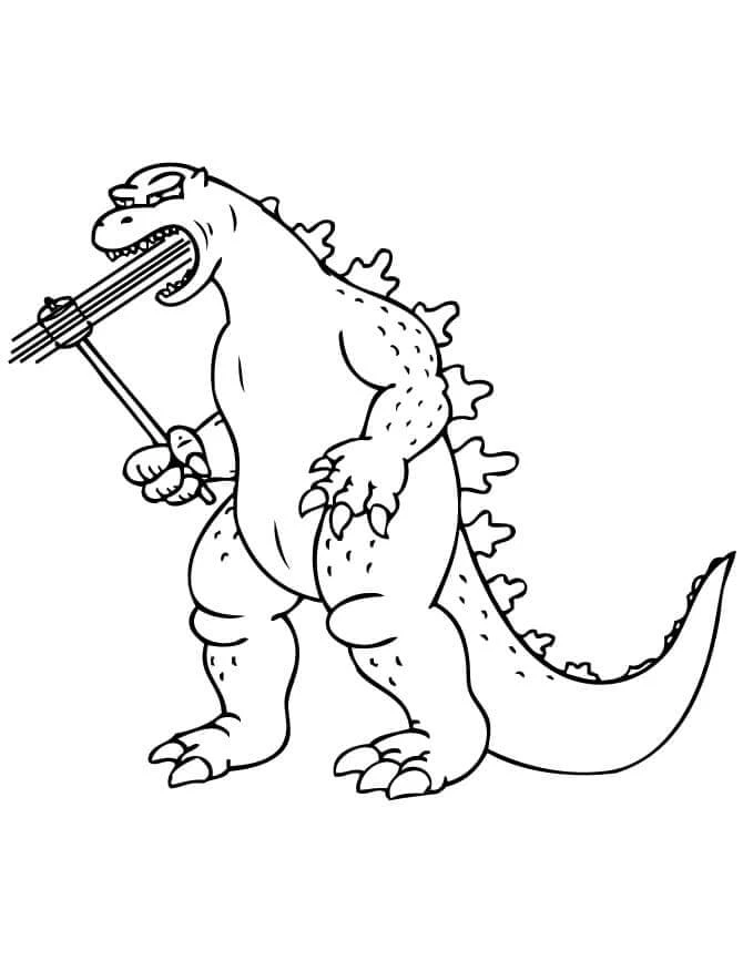 Godzilla boyama sayfası – el becerilerini geliştirir, boyama çalışması