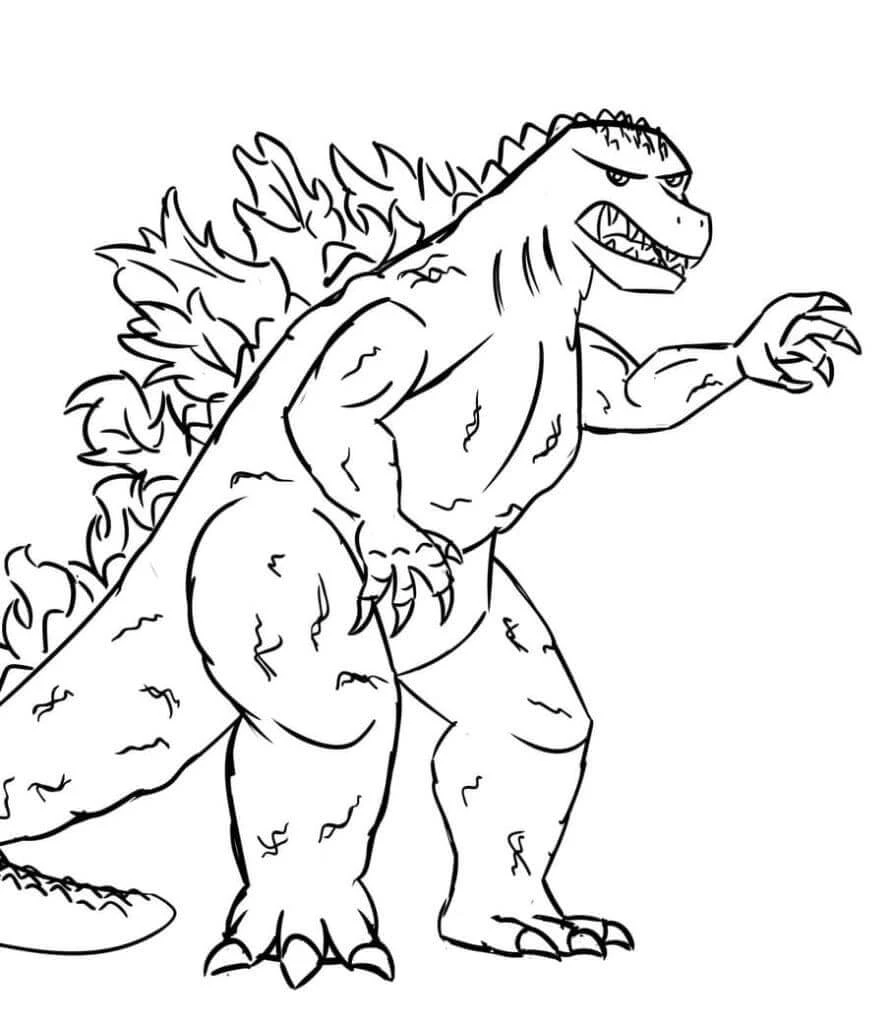 Godzilla boyama sayfası – çocuk aktivitesi, PDF indir