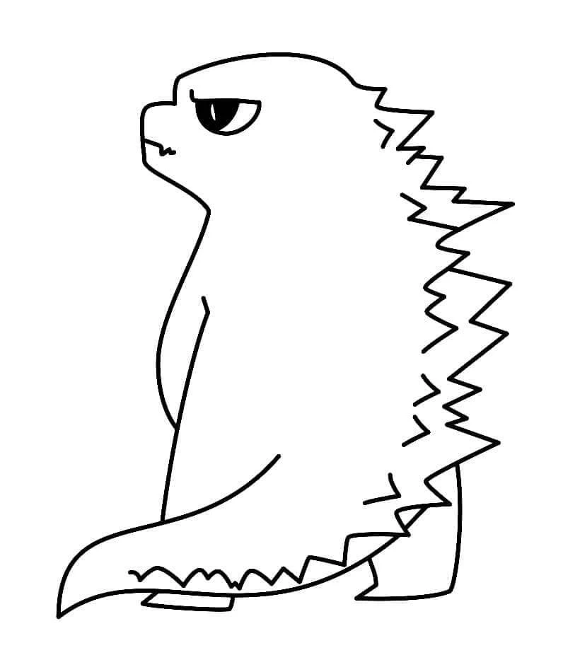 Godzilla boyama sayfası – kolay boyama, eğitici aktivite