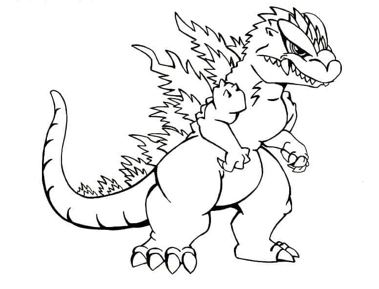 Godzilla boyama sayfası – eğlenceli etkinlik, el becerilerini geliştirir