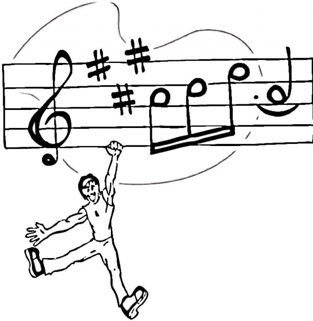 Müzik Notaları boyama sayfası – el becerilerini geliştirir, boyama çalışması