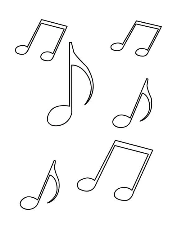 Müzik Notaları boyama sayfası – evde etkinlik, ücretsiz yazdır
