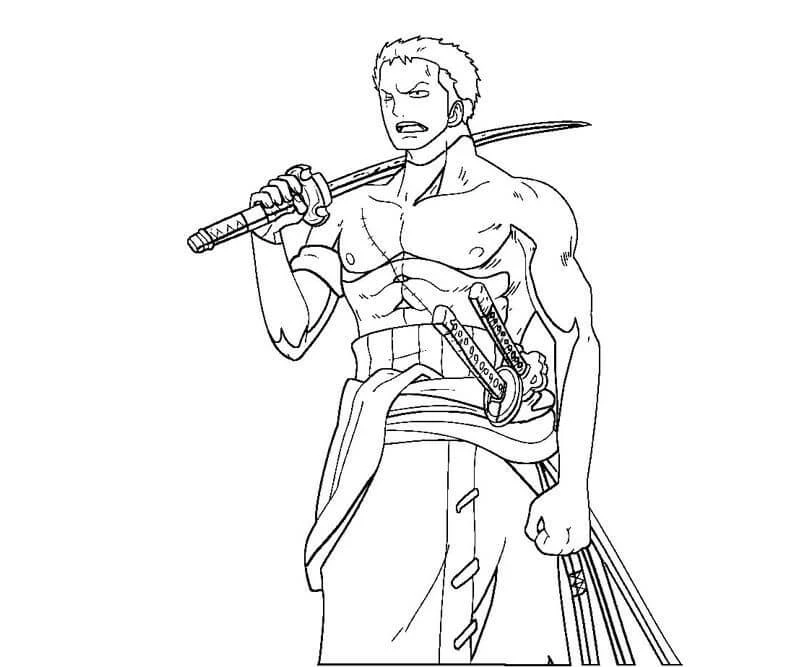 Roronoa Zoro boyama sayfası #2 – boyama etkinliği, çocuk aktivitesi