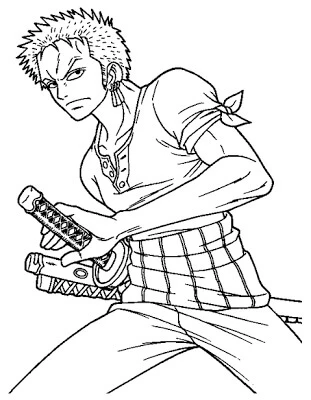 Roronoa Zoro boyama sayfası – boyama çalışması, yaratıcılığı geliştirir