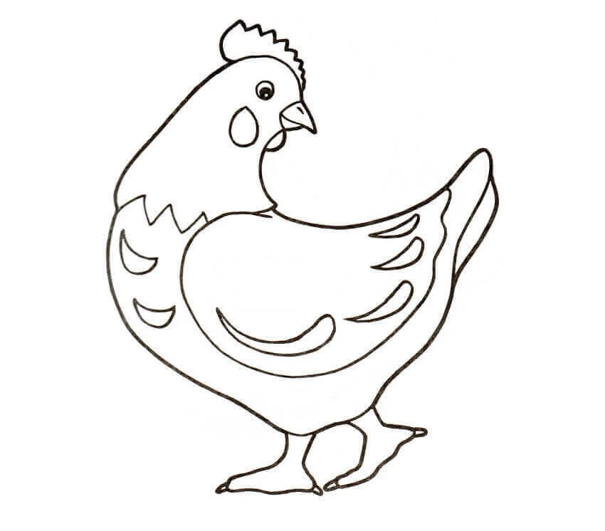 Hen boyama sayfası – sevimli karakter, sanatsal çalışma