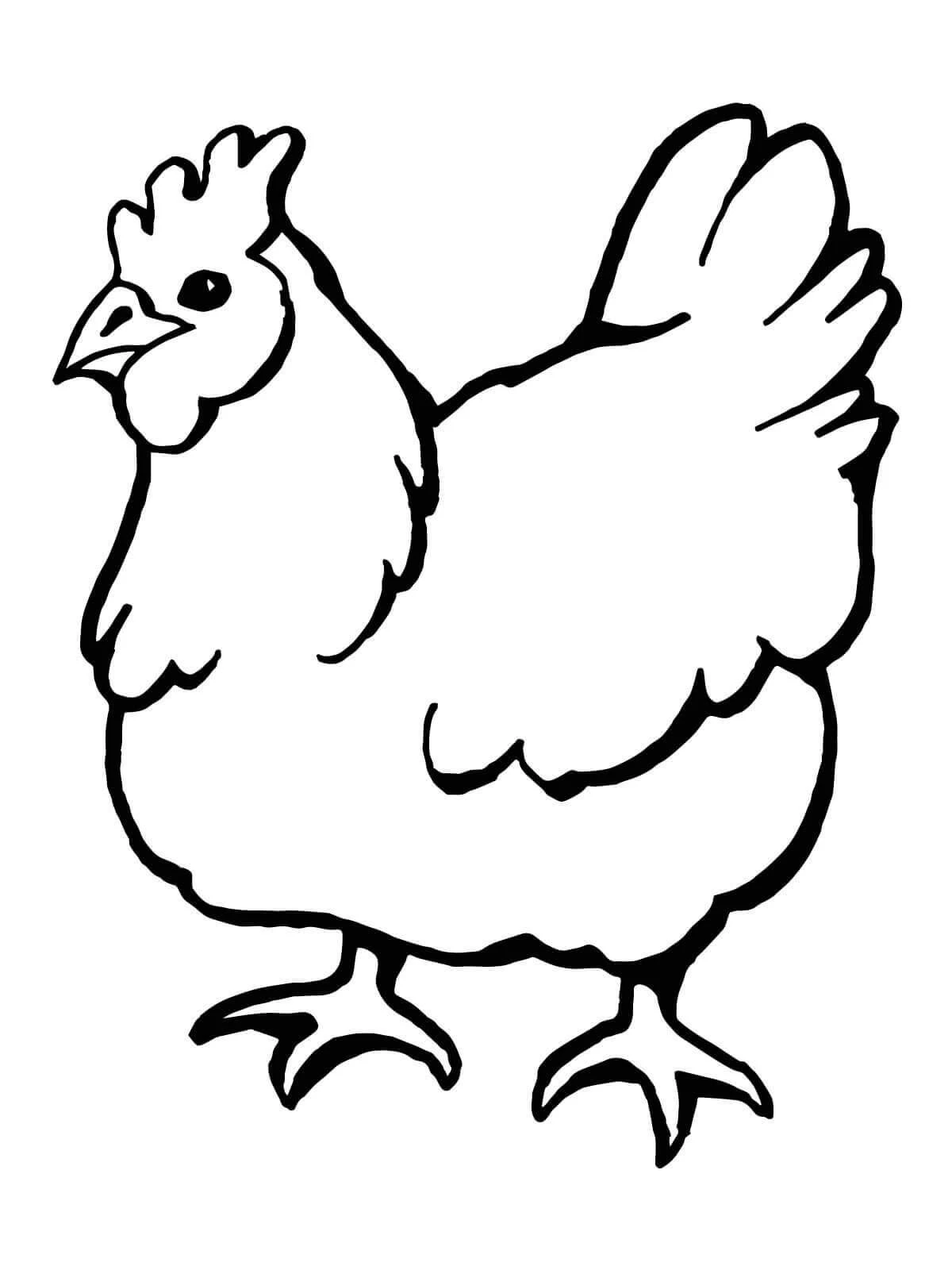 Hen boyama sayfası – çocuk aktivitesi, PDF indir