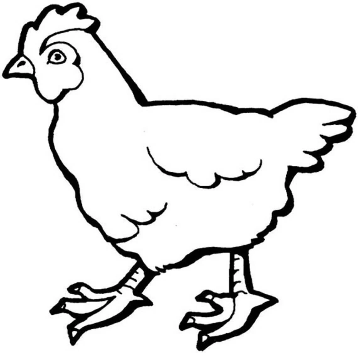 Hen boyama sayfası – sevimli karakter, sanatsal çalışma