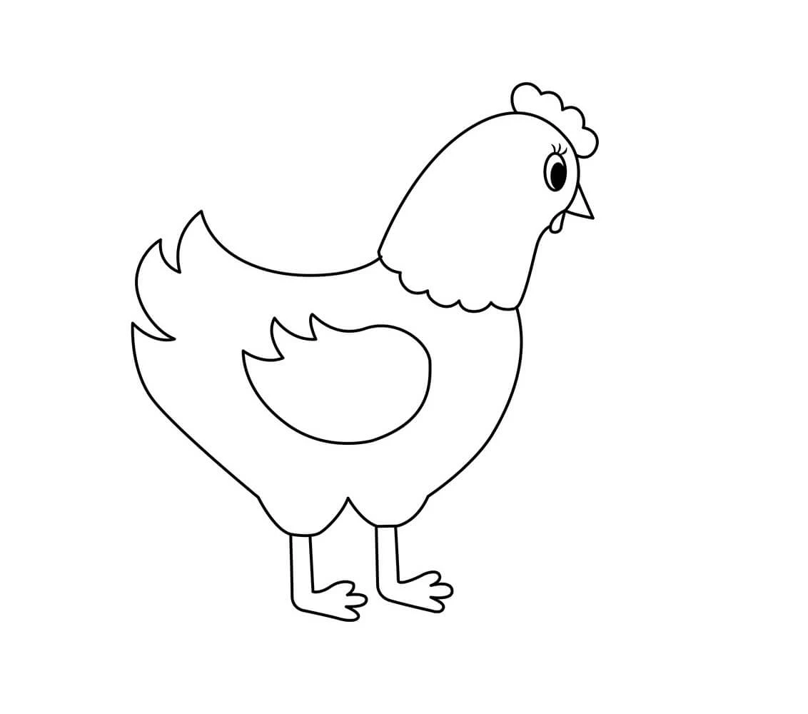 Hen boyama sayfası – sanatsal çalışma, çocuklar için
