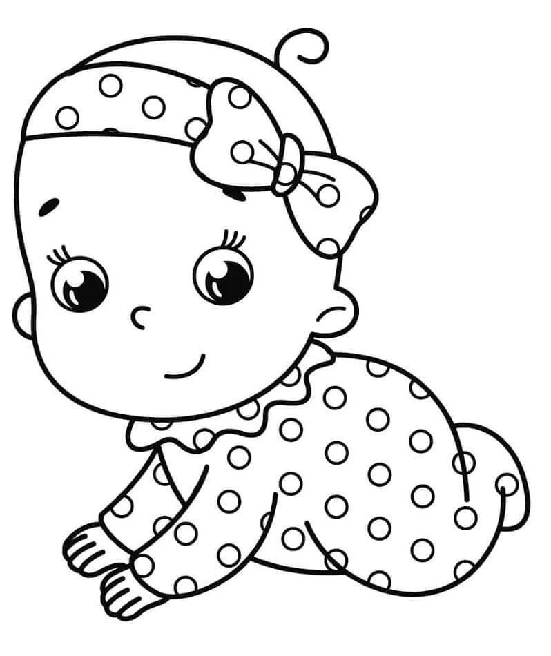 Kız Bebek boyama sayfası – sanatsal çalışma, çocuklar için