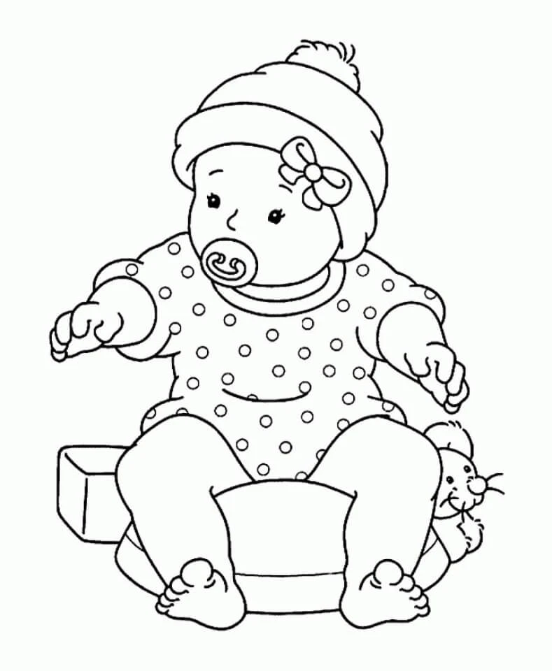 Kız Bebek boyama sayfası – eğitici aktivite, yaratıcılık