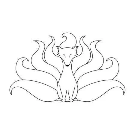 Kitsune boyama sayfası – eğitici aktivite, yaratıcılık