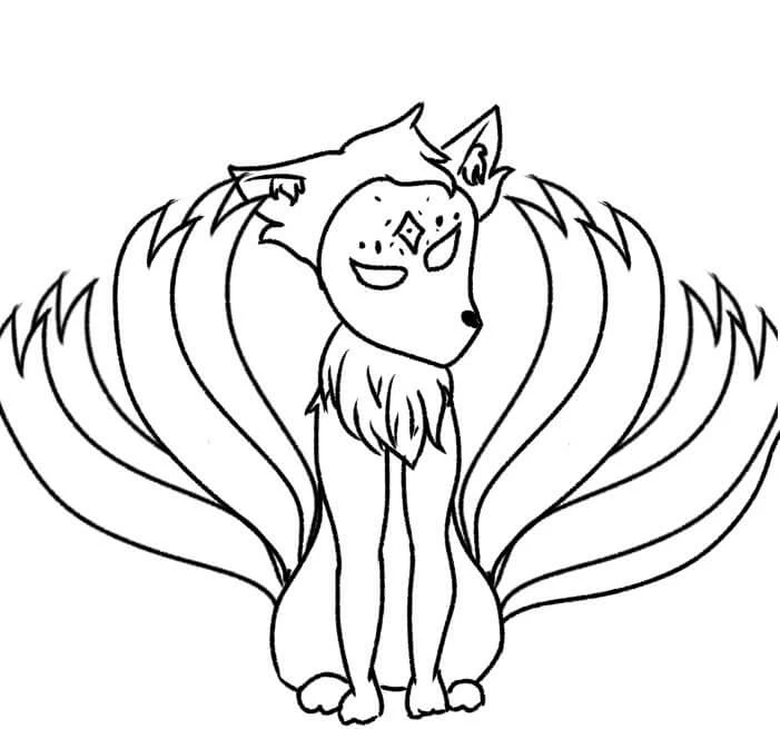 Kitsune boyama sayfası – çocuk aktivitesi, PDF indir