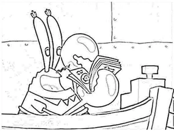 Bay Krabs boyama sayfası – basit çizim, kolay boyama