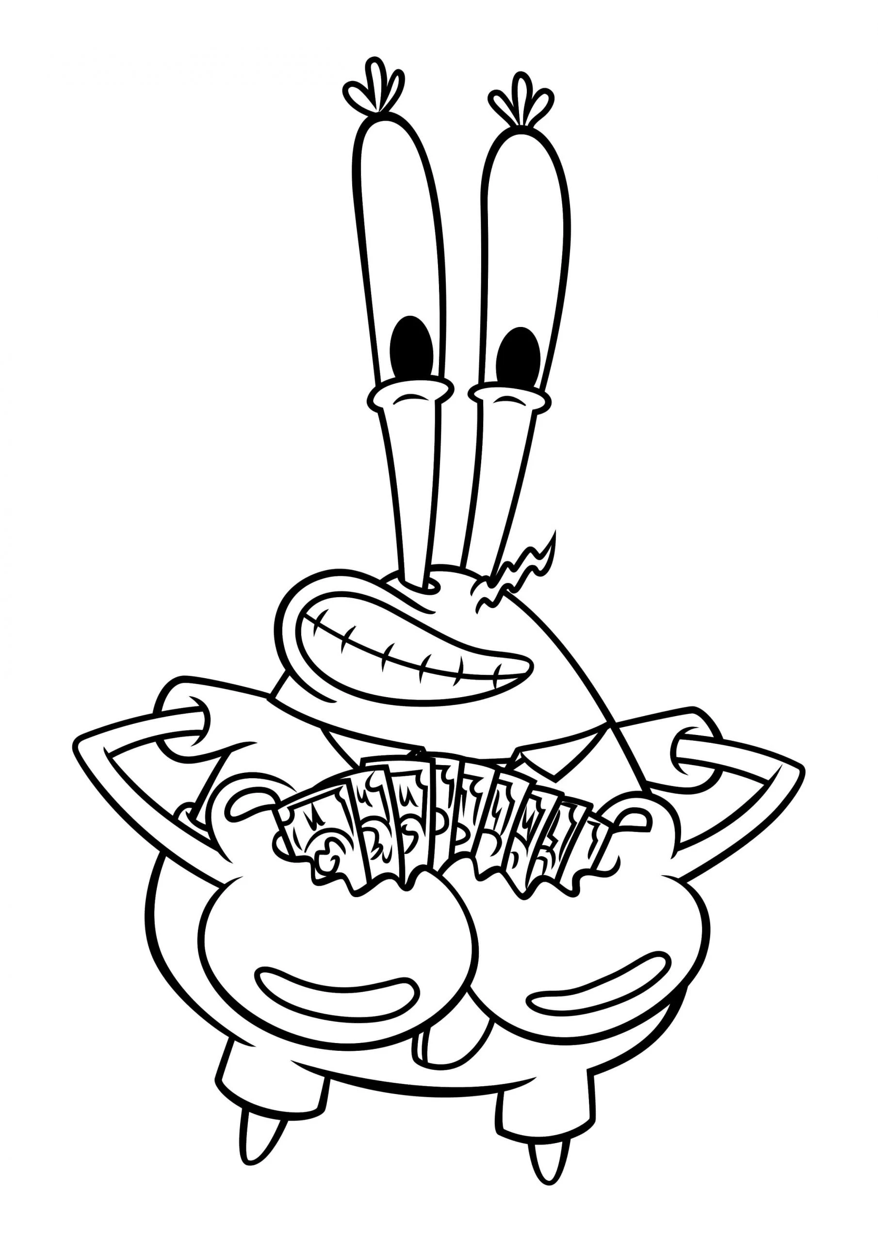Bay Krabs boyama sayfası – yaratıcılığı geliştirir, keyifli zaman