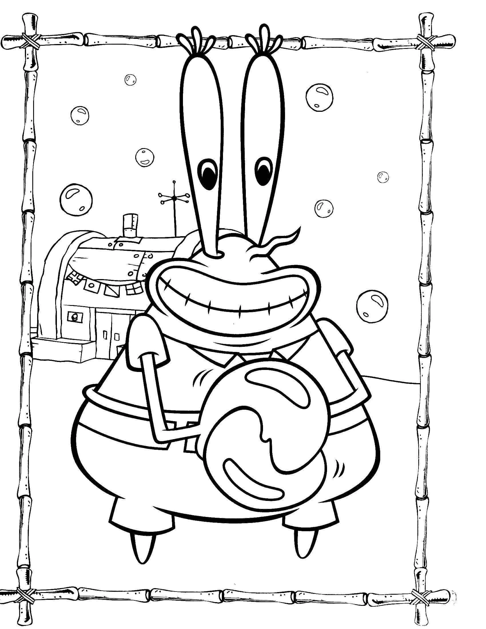 Bay Krabs boyama sayfası – sevimli karakter, sanatsal çalışma