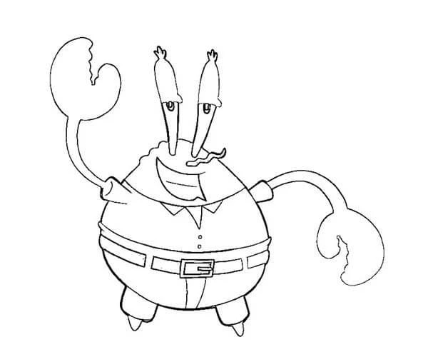 Bay Krabs boyama sayfası – çizgi film temalı, basit çizim